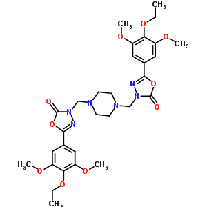 73484-65-8  3,3'-(piperazine-1,4-diyldimethanediyl)bis[5-(4-ethoxy-3,5-dimethoxyphenyl)-1,3,4-oxadiazol-2(3H)-one]