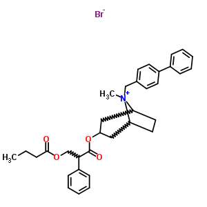 73954-03-7  8-(biphenyl-4-ylmethyl)-3-{[3-(butanoyloxy)-2-phenylpropanoyl]oxy}-8-methyl-8-azoniabicyclo[3.2.1]octane bromide