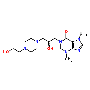 73972-58-4  1-{2-hydroxy-3-[4-(2-hydroxyethyl)piperazin-1-yl]propyl}-3,7-dimethyl-1,2,3,7-tetrahydro-6H-purin-6-one