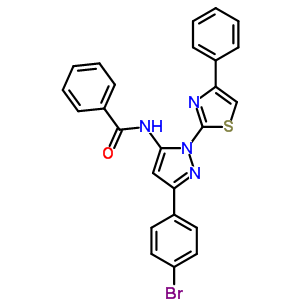 74101-27-2  एन- [3- (4-ब्रोमोफेनिल) -1- (4-फिनाइल-1,3-थियाज़ोल-2-वाईएल) -1 एच-पाइराज़ोल -5-वाईएल] बेंज़ामाइड