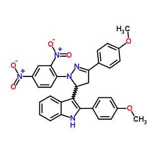 76195-79-4  3-[1-(2,4-dinitrophenyl)-3-(4-methoxyphenyl)-4,5-dihydro-1H-pyrazol-5-yl]-2-(4-methoxyphenyl)-1H-indole