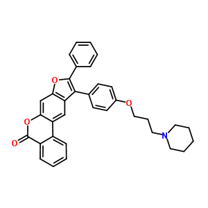 76244-90-1  9-phenyl-10-[4-(3-piperidin-1-ylpropoxy)phenyl]-5H-benzo[c]furo[3,2-g]chromen-5-one