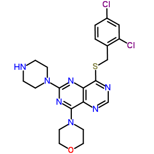 77776-93-3  8-[(2,4-dichlorobenzyl)sulfanyl]-4-morpholin-4-yl-2-piperazin-1-ylpyrimido[5,4-d]pyrimidine