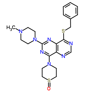 77777-01-6  8-(benzylsulfanyl)-2-(4-methylpiperazin-1-yl)-4-(1-oxidothiomorpholin-4-yl)pyrimido[5,4-d]pyrimidine