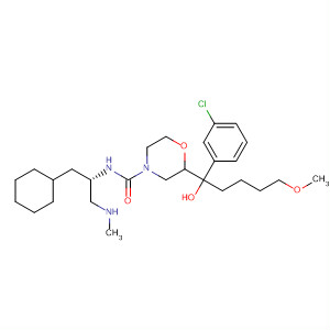 884517-17-3  4-Morpholinecarboxamide,2-[1-(3-chlorophenyl)-1-hydroxy-5-methoxypentyl]-N-[(1S)-2-cyclohexyl-1-[(methylamino)methyl]ethyl]-
