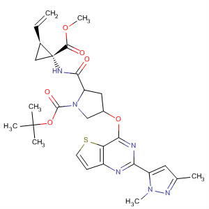 884538-91-4  1-Pyrrolidinecarboxylic acid,4-[[2-(1,3-dimethyl-1H-pyrazol-5-yl)thieno[3,2-d]pyrimidin-4-yl]oxy]-2-[[[(1R,2S)-2-ethenyl-1-(methoxycarbonyl)cyclopropyl]amino]carbonyl]-,1,1-dimethylethyl ester, (2S,4R)-