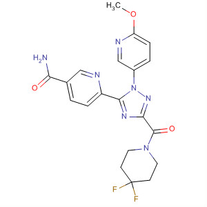 884597-09-5  3-Pyridinecarboxamide,6-[3-[(4,4-difluoro-1-piperidinyl)carbonyl]-1-(6-methoxy-3-pyridinyl)-1H-1,2,4-triazol-5-yl]-