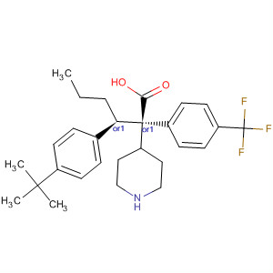 884599-84-2  4-Piperidineacetic acid,1-[(1R)-1-[4-(1,1-dimethylethyl)phenyl]butyl]-2-[4-(trifluoromethyl)phenyl]-, (2R,4S)-rel-