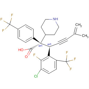 884600-19-5  4-Piperidineacetic acid,1-[(1R)-1-[3-chloro-2-fluoro-6-(trifluoromethyl)phenyl]-4-methyl-4-penten-2-ynyl]-2-[4-(trifluoromethyl)phenyl]-, (2S,4R)-rel-