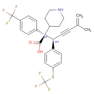 884600-20-8  4-Piperidineacetic acid,1-[(1R)-4-methyl-1-[4-[(trifluoromethyl)thio]phenyl]-4-penten-2-ynyl]-2-[4-(trifluoromethyl)phenyl]-, (2R,4S)-rel-