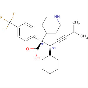 884600-22-0  4-Piperidineacetic acid,1-[(1R)-1-cyclohexyl-4-methyl-4-penten-2-ynyl]-2-[4-(trifluoromethyl)phenyl]-, (2R,4S)-rel-