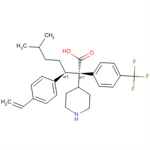 884600-50-4  4-Piperidineacetic acid,1-[(1R)-1-(4-ethenylphenyl)-4-methylpentyl]-2-[4-(trifluoromethyl)phenyl]-,(2S,4R)-rel-