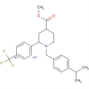 884601-12-1  4-Piperidinecarboxylic acid,1-[[4-(1-methylethyl)phenyl]methyl]-2-[4-(trifluoromethyl)phenyl]-, methylester, (2R,4S)-rel-