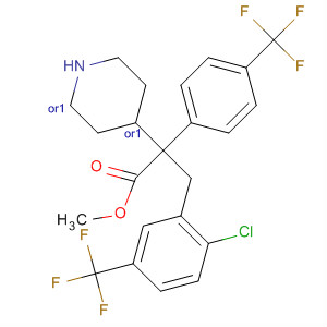 884601-25-6  4-Piperidineacetic acid,1-[[2-chloro-5-(trifluoromethyl)phenyl]methyl]-2-[4-(trifluoromethyl)phenyl]-, methyl ester, (2R,4S)-rel-