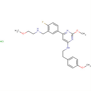 885066-49-9  4-Pyrimidinamine,6-[4-fluoro-3-[[(2-methoxyethyl)amino]methyl]phenyl]-2-methoxy-N-[2-(4-methoxyphenyl)ethyl]-, monohydrochloride