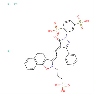 88530-65-8  1,4-Benzenedisulfonic acid,2-[4-[[4,5-dihydro-2-(3-sulfopropyl)naphth[2,1-d]isoxazol-3(2H)-ylidene]ethylidene]-4,5-dihydro-5-oxo-3-phenyl-1H-pyrazol-1-yl]-, tripotassiumsalt