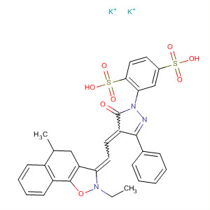 88530-74-9  1,4-Benzenedisulfonic acid,2-[4-[(2-ethyl-4,5-dihydro-5-methylnaphth[2,1-d]isoxazol-3(2H)-ylidene)ethylidene]-4,5-dihydro-5-oxo-3-phenyl-1H-pyrazol-1-yl]-, dipotassiumsalt