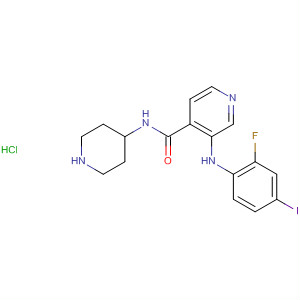 885588-62-5  4-Piperidinamine,1-[[3-[(2-fluoro-4-iodophenyl)amino]-4-pyridinyl]carbonyl]-,monohydrochloride