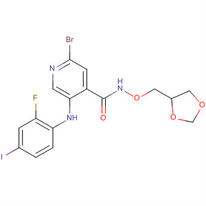 885589-60-6  4-Pyridinecarboxamide,2-bromo-N-(1,3-dioxolan-4-ylmethoxy)-5-[(2-fluoro-4-iodophenyl)amino]-
