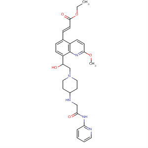 885690-06-2  2-Propenoic acid,3-[8-[1-hydroxy-2-[4-[[2-oxo-2-(2-pyridinylamino)ethyl]amino]-1-piperidinyl]ethyl]-2-methoxy-5-quinolinyl]-, ethyl ester, (2E)-