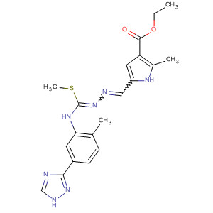 885945-57-3  1H-Pyrrole-3-carboxylic acid,2-methyl-5-[[[(methylthio)[[2-methyl-5-(1H-1,2,4-triazol-3-yl)phenyl]amino]methylene]hydrazono]methyl]-, ethyl ester