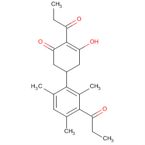 88310-98-9  2-Cyclohexen-1-one,3-hydroxy-2-(1-oxopropyl)-5-[2,4,6-trimethyl-3-(1-oxopropyl)phenyl]-