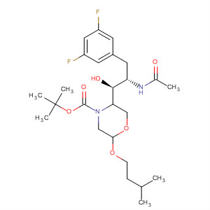 883440-02-6  4-Morpholinecarboxylic acid,5-[(1S,2S)-2-(acetylamino)-3-(3,5-difluorophenyl)-1-hydroxypropyl]-2-(3-methylbutoxy)-, 1,1-dimethylethyl ester, (2R,5R)-