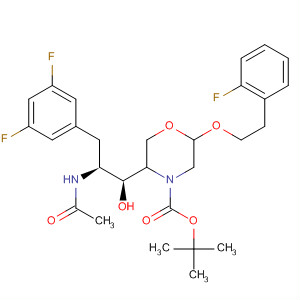 883440-05-9  4-Morpholinecarboxylic acid,5-[(1S,2S)-2-(acetylamino)-3-(3,5-difluorophenyl)-1-hydroxypropyl]-2-[2-(2-fluorophenyl)ethoxy]-, 1,1-dimethylethyl ester, (2S,5R)-