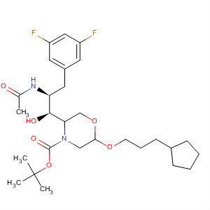883440-06-0  4-Morpholinecarboxylic acid,5-[(1S,2S)-2-(acetylamino)-3-(3,5-difluorophenyl)-1-hydroxypropyl]-2-(3-cyclopentylpropoxy)-, 1,1-dimethylethyl ester, (2R,5R)-