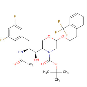 883440-13-9  4-Morpholinecarboxylic acid,5-[(1S,2S)-2-(acetylamino)-3-(3,5-difluorophenyl)-1-hydroxypropyl]-2-[2-[2-(trifluoromethyl)phenyl]ethoxy]-, 1,1-dimethylethyl ester, (2R,5R)-