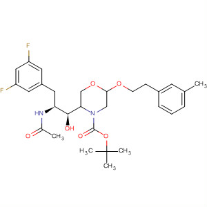 883440-15-1  4-Morpholinecarboxylic acid,5-[(1S,2S)-2-(acetylamino)-3-(3,5-difluorophenyl)-1-hydroxypropyl]-2-[2-(3-methylphenyl)ethoxy]-, 1,1-dimethylethyl ester, (2R,5R)-