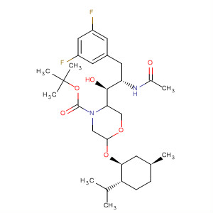 883440-25-3  4-Morpholinecarboxylic acid,5-[(1S,2S)-2-(acetylamino)-3-(3,5-difluorophenyl)-1-hydroxypropyl]-2-[[(1S,2R,5S)-5-methyl-2-(1-methylethyl)cyclohexyl]oxy]-, 1,1-dimethylethylester, (2S,5R)-