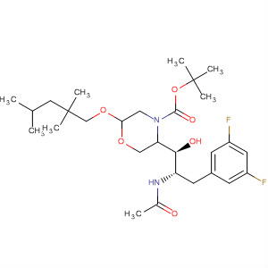 883440-48-0  4-Morpholinecarboxylic acid,5-[(1S,2S)-2-(acetylamino)-3-(3,5-difluorophenyl)-1-hydroxypropyl]-2-[(2,2,4-trimethylpentyl)oxy]-, 1,1-dimethylethyl ester, (2R,5R)-