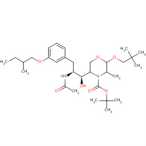 883440-95-7  4-Morpholinecarboxylic acid,5-[(1S,2S)-2-(acetylamino)-1-hydroxy-3-[3-(2-methylbutoxy)phenyl]propyl]-2-(2,2-dimethylpropoxy)-3-methyl-, 1,1-dimethylethyl ester,(2R,3S,5R)-