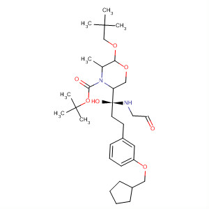 883440-97-9  4-Morpholinecarboxylic acid,5-[(1S,2S)-2-(acetylamino)-3-[3-(cyclopentylmethoxy)phenyl]-1-hydroxypropyl]-2-(2,2-dimethylpropoxy)-3-methyl-, 1,1-dimethylethyl ester,(2R,3S,5R)-