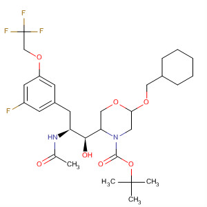 883441-03-0  4-Morpholinecarboxylic acid,5-[(1S,2S)-2-(acetylamino)-3-[3-fluoro-5-(2,2,2-trifluoroethoxy)phenyl]-1-hydroxypropyl]-2-(cyclohexylmethoxy)-, 1,1-dimethylethyl ester, (2R,5R)-