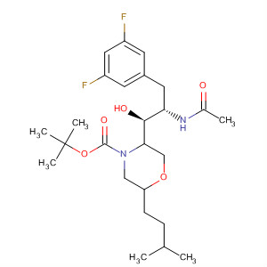 883441-05-2  4-Morpholinecarboxylic acid,5-[(1S,2S)-2-(acetylamino)-3-(3,5-difluorophenyl)-1-hydroxypropyl]-2-(3-methylbutyl)-, 1,1-dimethylethyl ester, (2S,5R)-