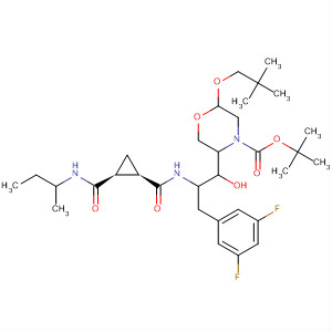 883441-33-6  4-Morpholinecarboxylic acid,5-[3-(3,5-difluorophenyl)-1-hydroxy-2-[[[(1R,2S)-2-[(methylpropylamino)carbonyl]cyclopropyl]carbonyl]amino]propyl]-2-(2,2-dimethylpropoxy)-,1,1-dimethylethyl ester, (2R,5R)-