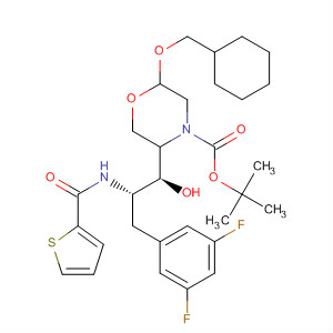 883442-02-2  4-Morpholinecarboxylic acid,2-(cyclohexylmethoxy)-5-[(1S,2S)-3-(3,5-difluorophenyl)-1-hydroxy-2-[(2-thienylcarbonyl)amino]propyl]-, 1,1-dimethylethyl ester, (2R,5R)-