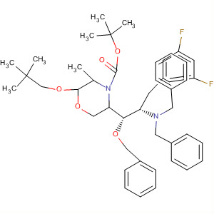 883442-79-3  4-Morpholinecarboxylic acid,5-[(1S,2S)-2-[bis(phenylmethyl)amino]-3-(3,5-difluorophenyl)-1-(phenylmethoxy)propyl]-2-(2,2-dimethylpropoxy)-3-methyl-, 1,1-dimethylethylester, (2R,3S,5R)-