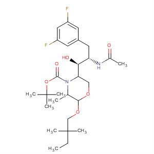 883442-81-7  4-Morpholinecarboxylic acid,5-[(1S,2S)-2-(acetylamino)-3-(3,5-difluorophenyl)-1-hydroxypropyl]-2-(2,2-dimethylbutoxy)-3-methyl-, 1,1-dimethylethyl ester, (2R,3S,5R)-