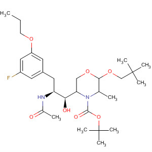 883443-31-0  4-Morpholinecarboxylic acid,5-[(1S,2S)-2-(acetylamino)-3-(3-fluoro-5-propoxyphenyl)-1-hydroxypropyl]-2-(2,2-dimethylpropoxy)-3-methyl-, 1,1-dimethylethyl ester,(2R,3S,5R)-