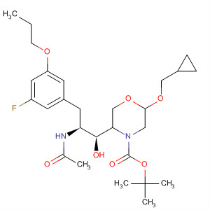 883443-92-3  4-Morpholinecarboxylic acid,5-[(1S,2S)-2-(acetylamino)-3-(3-fluoro-5-propoxyphenyl)-1-hydroxypropyl]-2-(cyclopropylmethoxy)-, 1,1-dimethylethyl ester, (2R,5R)-