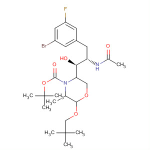 883443-93-4  4-Morpholinecarboxylic acid,5-[(1S,2S)-2-(acetylamino)-3-(3-bromo-5-fluorophenyl)-1-hydroxypropyl]-2-(2,2-dimethylpropoxy)-3-methyl-, 1,1-dimethylethyl ester,(2R,3S,5R)-