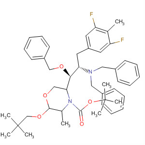 883444-01-7  4-Morpholinecarboxylic acid,5-[(1S,2S)-2-[bis(phenylmethyl)amino]-3-(3,5-difluoro-4-methylphenyl)-1-(phenylmethoxy)propyl]-2-(2,2-dimethylpropoxy)-3-methyl-,1,1-dimethylethyl ester, (2R,3S,5R)-