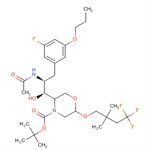 883444-42-6  4-Morpholinecarboxylic acid,5-[(1S,2S)-2-(acetylamino)-3-(3-fluoro-5-propoxyphenyl)-1-hydroxypropyl]-2-(4,4,4-trifluoro-2,2-dimethylbutoxy)-, 1,1-dimethylethyl ester,(2R,5R)-