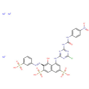 88367-79-7  2,7-Naphthalenedisulfonic acid,5-[[4-chloro-6-[[[(4-nitrophenyl)amino]carbonyl]amino]-1,3,5-triazin-2-yl]amino]-4-hydroxy-3-[(3-sulfophenyl)azo]-, trisodium salt