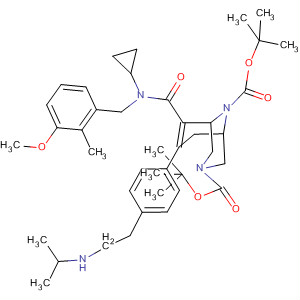 881849-00-9  3,9-Diazabicyclo[3.3.1]non-6-ene-3,9-dicarboxylic acid,6-[[cyclopropyl[(3-methoxy-2-methylphenyl)methyl]amino]carbonyl]-7-[4-[2-[(1-methylethyl)amino]ethyl]phenyl]-, bis(1,1-dimethylethyl) ester
