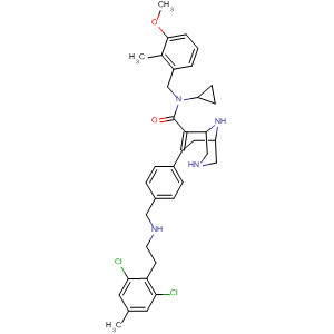 881849-41-8  3,9-Diazabicyclo[3.3.1]non-6-ene-6-carboxamide,N-cyclopropyl-7-[4-[[[(2,6-dichloro-4-methylphenyl)methyl]methylamino]methyl]phenyl]-N-[(3-methoxy-2-methylphenyl)methyl]-