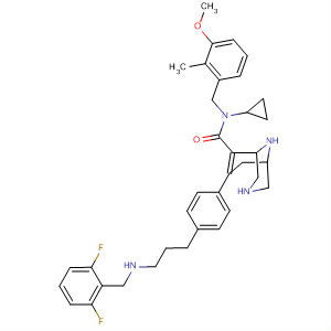 881849-80-5  3,9-Diazabicyclo[3.3.1]non-6-ene-6-carboxamide,N-cyclopropyl-7-[4-[3-[(2,6-difluorophenyl)methylamino]propyl]phenyl]-N-[(3-methoxy-2-methylphenyl)methyl]-